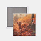 Irish Red Setter im Herbst Leaves Fall Inspiriert Magnet (Vorderseite/Rückseite)