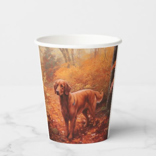 Irish Red Setter im Herbst Leaves Fall Inspiriert Pappbecher (Rückseite)
