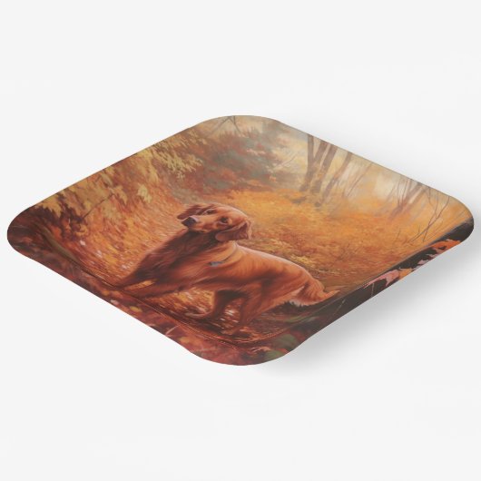 Irish Red Setter im Herbst Leaves Fall Inspiriert Pappteller (Gewinkelt)
