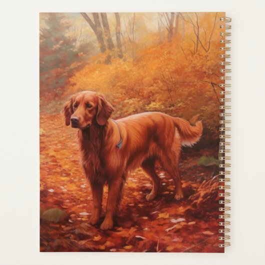 Irish Red Setter im Herbst Leaves Fall Inspiriert Planer (Rückseite)