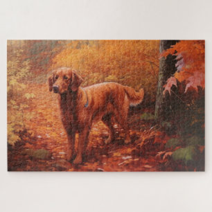 Irish Red Setter im Herbst Leaves Fall Inspiriert Puzzle