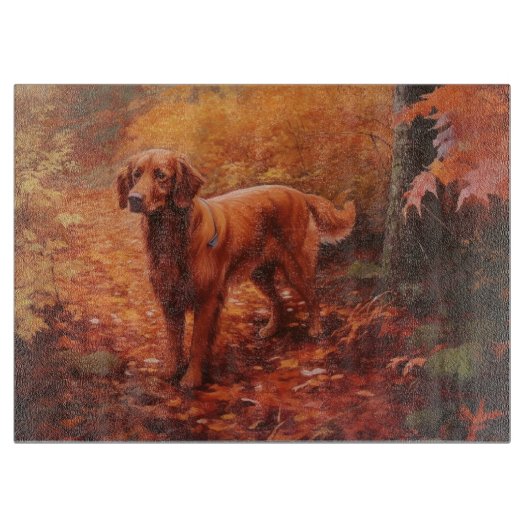 Irish Red Setter im Herbst Leaves Fall Inspiriert Schneidebrett (Vorderseite)