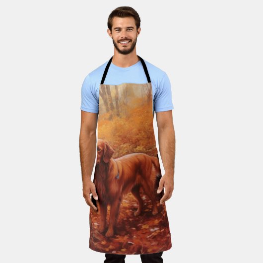 Irish Red Setter im Herbst Leaves Fall Inspiriert Schürze (Getragen)