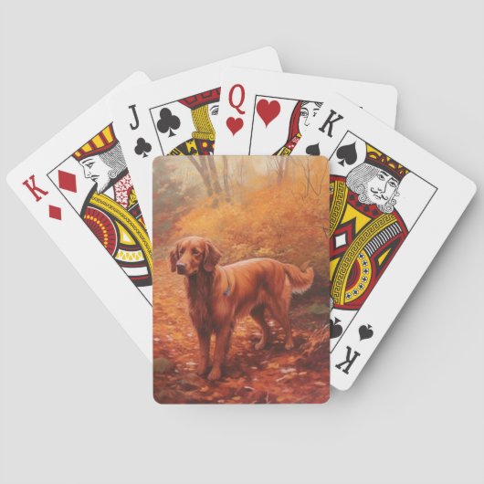 Irish Red Setter im Herbst Leaves Fall Inspiriert Spielkarten (Rückseite)