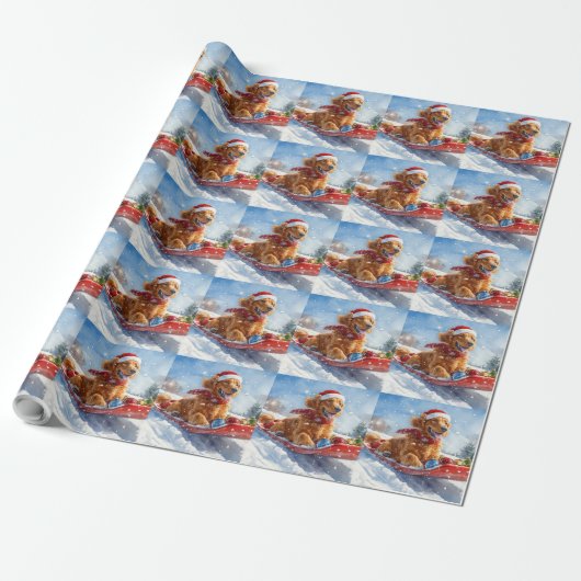 Irish Red Setter in Sledge Let it Snow Christmas Geschenkpapier (Ungerollt)