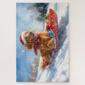 Irish Red Setter in Sledge Let it Snow Christmas Puzzle (Vertikal)