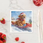 Irish Red Setter in Sledge Let it Snow Christmas Serviette (Beispiel)