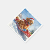 Irish Red Setter in Sledge Let it Snow Christmas Serviette (Ecke)