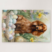 Irish Red Setter mit Ostereiern Puzzle (Horizontal)
