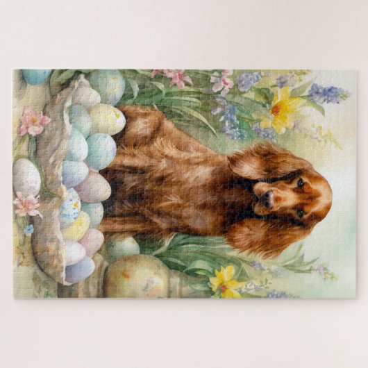 Irish Red Setter mit Ostereiern Puzzle (Horizontal)