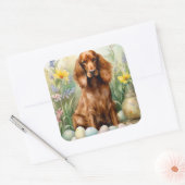 Irish Red Setter mit Ostereiern Quadratischer Aufkleber (Umschlag)