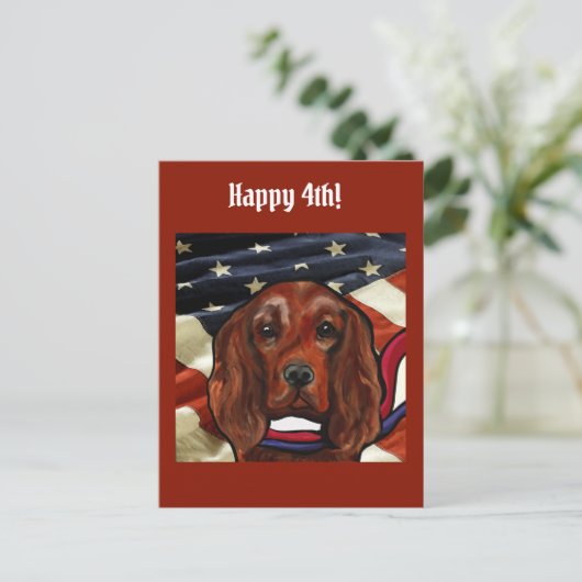 Irish Red Setter    Postkarte (Stehend Vorderseite)
