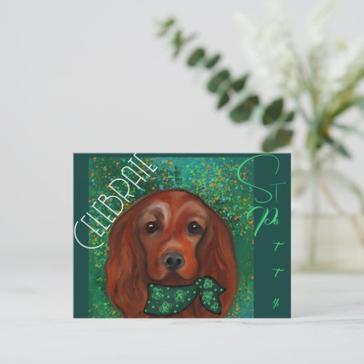 Irish Red Setter Postkarte (Stehend Vorderseite)
