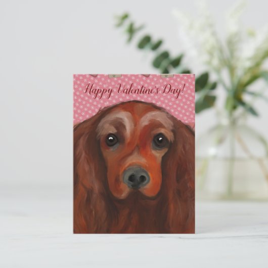 Irish Red Setter Postkarte (Stehend Vorderseite)