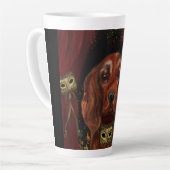Irish Red Setter Postkarte Milchtasse (Linke Ecke)
