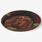 Irish Red Setter Postkarte Pappteller (Schrägansicht)