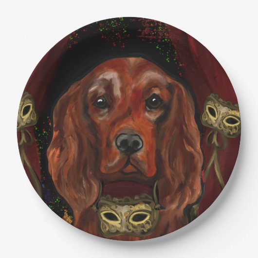 Irish Red Setter Postkarte Pappteller (Vorderseite)
