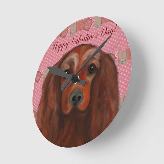 Irish Red Setter Runde Wanduhr (Winkel)