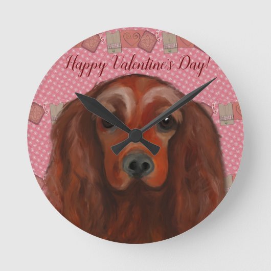 Irish Red Setter Runde Wanduhr (Vorderseite)