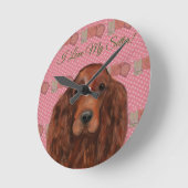 Irish Red Setter Runde Wanduhr (Winkel)