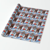 Irish Red Setter Running Snow mit Weihnachtshut Geschenkpapier (Ungerollt)