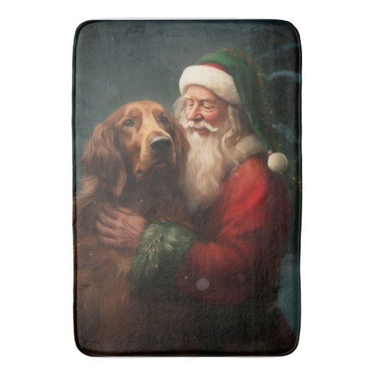 Irish Red Setter Santa Claus Festliche Weihnachten Badematte (Vorderseite Vertikal)