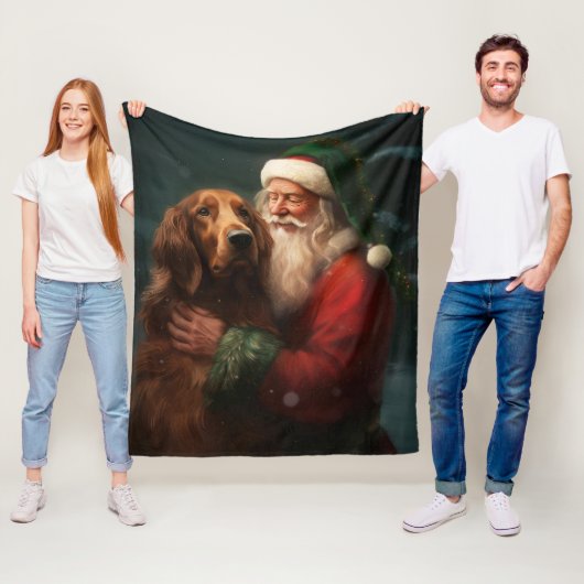 Irish Red Setter Santa Claus Festliche Weihnachten Fleecedecke (Beispiel)