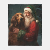 Irish Red Setter Santa Claus Festliche Weihnachten Fleecedecke (Vorderseite)