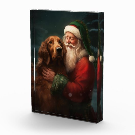 Irish Red Setter Santa Claus Festliche Weihnachten Fotoblock (Rechts)