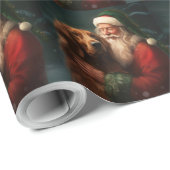 Irish Red Setter Santa Claus Festliche Weihnachten Geschenkpapier (Rolleneckpunkt)