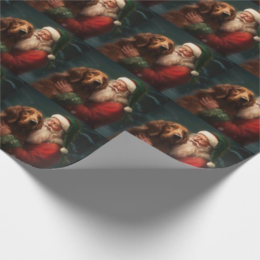 Irish Red Setter Santa Claus Festliche Weihnachten Geschenkpapier (Ecke)
