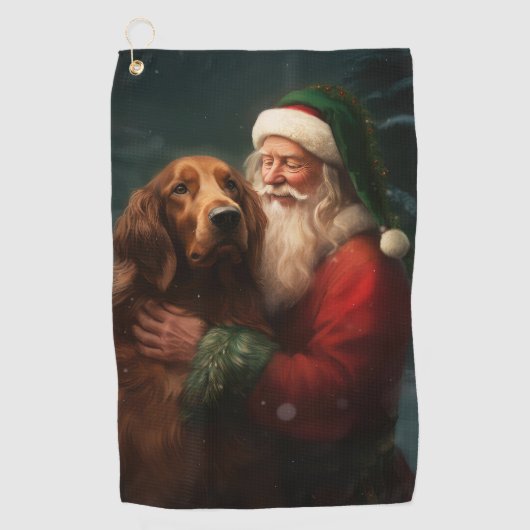 Irish Red Setter Santa Claus Festliche Weihnachten Golfhandtuch (Vorderseite)