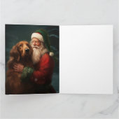 Irish Red Setter Santa Claus Festliche Weihnachten Karte (Innenseite)