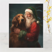 Irish Red Setter Santa Claus Festliche Weihnachten Karte (Gelbe Blume)