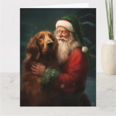 Irish Red Setter Santa Claus Festliche Weihnachten Karte (Vorderseite)