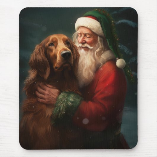 Irish Red Setter Santa Claus Festliche Weihnachten Mousepad (Vorne)
