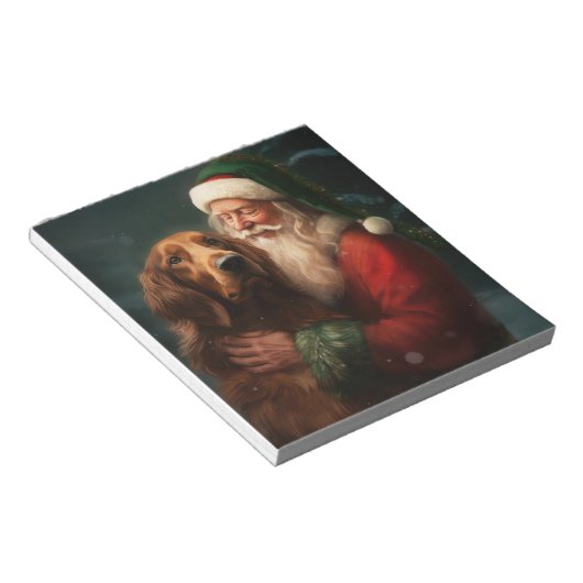 Irish Red Setter Santa Claus Festliche Weihnachten Notizblock (angewinkelt)