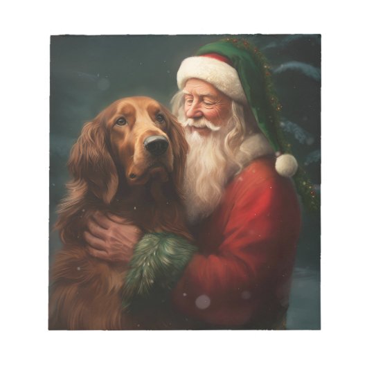 Irish Red Setter Santa Claus Festliche Weihnachten Notizblock (Vorderseite)