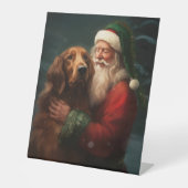 Irish Red Setter Santa Claus Festliche Weihnachten Sockelschild (Vorderseite)
