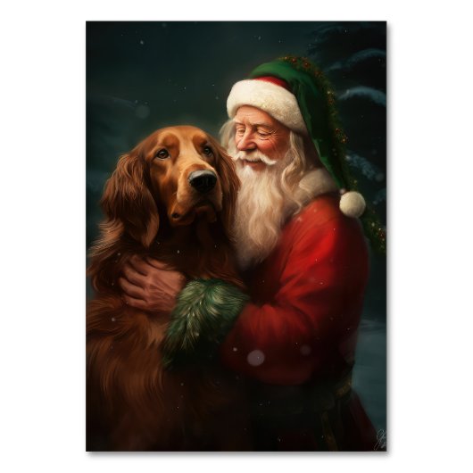 Irish Red Setter Santa Claus Festliche Weihnachten Tischnummer (Vorderseite)