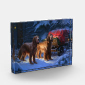 Irish Red Setter Snowy Sleigh Weihnachtsdekor Fotoblock (Links)