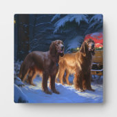 Irish Red Setter Snowy Sleigh Weihnachtsdekor Fotoplatte (Vorderseite)