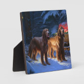 Irish Red Setter Snowy Sleigh Weihnachtsdekor Fotoplatte (Vorderseite)