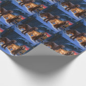 Irish Red Setter Snowy Sleigh Weihnachtsdekor Geschenkpapier (Ecke)