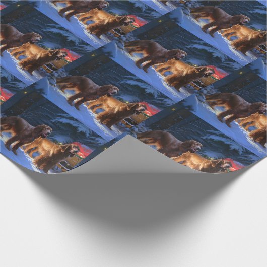 Irish Red Setter Snowy Sleigh Weihnachtsdekor Geschenkpapier (Ecke)