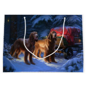 Irish Red Setter Snowy Sleigh Weihnachtsdekor Große Geschenktüte (Vorderseite)