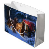 Irish Red Setter Snowy Sleigh Weihnachtsdekor Große Geschenktüte (Rückseite Schrägansicht)
