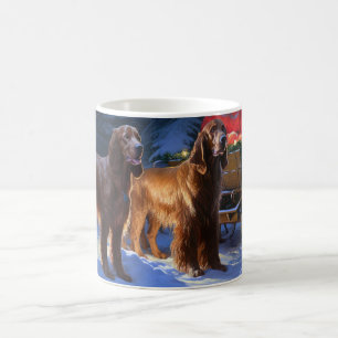 Irish Red Setter Snowy Sleigh Weihnachtsdekor Kaffeetasse