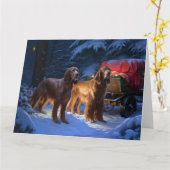 Irish Red Setter Snowy Sleigh Weihnachtsdekor Karte (Gelbe Blume)