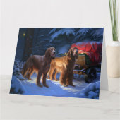 Irish Red Setter Snowy Sleigh Weihnachtsdekor Karte (Vorderseite)